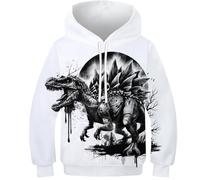 OPCALIS Filles Hoodie Tyrannosaurus Rex 3D Printed Pull Manches Longues Pullover Sweatshirt Dinosaur avec Poche pour Enfants Novelty 10-12Y
