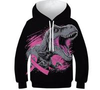 OPCALIS Filles Hoodie Tyrannosaurus Rex 3D Printed Pullover Manches Longues Sweatshirt Dinosaur avec Grandes Poches Enfants Teen Casual 10-12Y