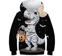 OPCALIS Garçons Filles Hoodie Tyrannosaurus Rex 3D Printed Pullover Pull Manches Longues Sweatshirt Dinosaur avec Poche Enfants Teen Casual Novelty 9-11Y