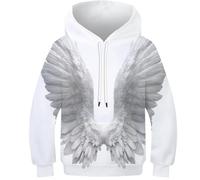 OPCALIS Hoodie Ange Wings Enfant Sweatshirt 3D Printed PulAmourr Manches Longues Casual Mit Pockets 10-12Y