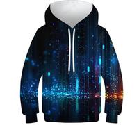 OPCALIS Hoodie Glace et feu Teen Girl Boy Sweatshirt Élément 3D Printed Pullover Long Sleeve Casual Mit Big Pockets 13-15Y