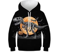 OPCALIS Hoodie Tyrannosaurus Rex Garçon Fille Sweat À Capuche Dinosaur 3D Imprimé Pullover Langarm Novelty 12-14Y
