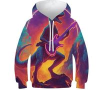 OPCALIS Hoodie Tyrannosaurus Rex Garçon Fille Sweat À Capuche Dinosaur 3D Imprimé Pullover Langarm Novelty 13-15Y