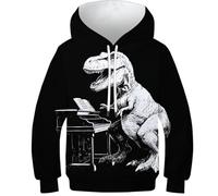 OPCALIS Hoodie Tyrannosaurus Rex Garçon Fille Sweat À Capuche Dinosaur 3D Printed Pull Langarm Casual Mit Big Pockets 11-13Y