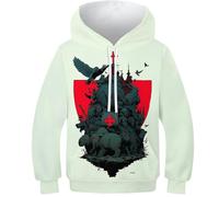 OPCALIS Sweat À Capuche Bête Enfant Hoodie 3D Printed Pullover Manches Longues Novelty Mit Big Pockets 12-14Y