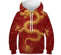 OPCALIS Sweat À Capuche Dragon Teen Girl Boy Hoodie Créature Mythique 3D Imprimé Pull Long Sleeve Novelty 9-11Y