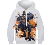 OPCALIS Sweat À Capuche Tyrannosaurus Rex Teen Girl Boy Hoodie Dinosaur 3D Imprimé Pull Long Sleeve Novelty 12-14Y
