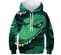 OPCALIS Sweatshirt Crocodile Enfant Hoodie Animals 3D Imprimé Pull Manches Longues Novelty 8-10Y