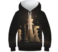 OPCALIS Sweatshirt Échecs Garçon Fille Hoodie 3D Printed Pullover Langarm Casual Mit Poche 10-12Y