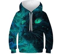 OPCALIS Unisexe Hoodie Chat in The Water 3D Printed Pull Manches Longues PulAmourr Sweatshirt Chaton avec Poche Garçons Filles Novelty 10-12Y