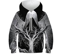 OPCALIS Unisexe Hoodie Sorcier 3D Printed Pull Manches Longues Sweatshirt Sombre avec Poche pour Enfants Garçons Filles Casual 8-10Y