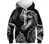 OPCALIS Unisexe Hoodie Tyrannosaurus Rex 3D Printed Pullover Sweatshirt Manches Longues Dinosaur avec Poche pour Garçons Filles Casual 12-14Y
