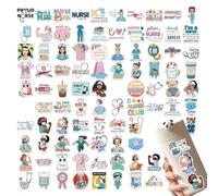 Opdestn Autocollants Infirmières | 100 Pièces Décalcomanie d'Infirmière Cartoon | Décalcomanies Imperméables pour Amis Collègues Étudiants Cadeau Diplômé