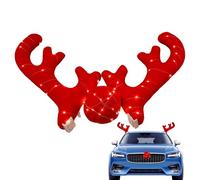Opdestn Bois de Renne pour Voitures | Kit de décoration de Voiture de Noël en Bois - Ensemble Cadeau de Costume de Camion de Voiture, Kit de en Corne de cerf de noël, Accessoires Automobiles