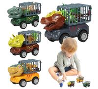 Opdestn Camion Porteur De Dinosaures - Jouets De Dinosaures Interactifs 4 Pièces | Jeu Éducatif D'Association Activités Véhicules Garçons Voiture Collection Ingénierie Aventurier