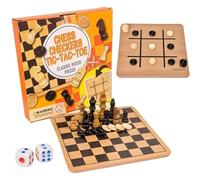 Opdestn Coffret d'Échecs de Voyage - Jeu de Dames et Échecs | Jeu Amusant avec Planche en Bois Reversible pour Famille Voyage Extérieur, Interactif Ludique pour Maison Extérieur Famille