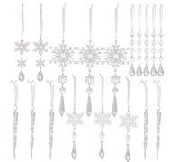 Opdestn Ornement De Noël en Flocon De Neige,Pendentif Acrylique 2D 18 Pièces Transparent | Ornement Flocon De Neige De Noël | pour Monde des Neiges Salle De Classe Bureau Anniversaire Hiver Maison