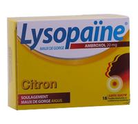 Opella Lysopaine Ambroxol Pastilles Sans Sucre Citron 20mg 18 Pièces
