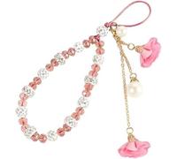 Opemg 1 lanière de téléphone portable rose avec cordon de suspension, motif fleur, cordon court pour décoration de coque de téléphone, installation facile, accessoires de breloques pour téléphones