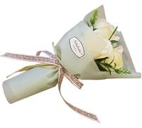 Opemg Bouquet de roses artificielles à 3 têtes, pétales de fleurs en savon, cadeaux de Saint-Valentin pour femme, meilleure amie et petite amie, Saint-Valentin, fleurs artificielles décoratives