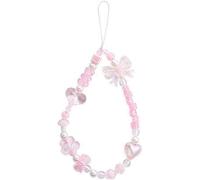 Opemg Breloque pour téléphone portable avec perles roses - Dragonne courte pour poignet