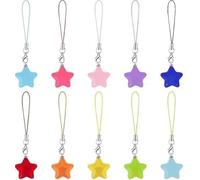 Opemg Lot de 10 breloques multicolores mignonnes pour téléphone - Petite breloque pour téléphone - Étoile - Esthétique - Porte-clés mignon - Décoration de voiture