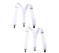 Opemg Lot de 2 bretelles blanches pour enfants, filles, garçons, bretelles élastiques réglables à clipser sur le dos en Y avec clips métalliques pour garçons et filles, pour enfants - Bretelles