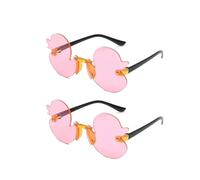 Opemg Lot de 2 paires de lunettes de soleil sans cadre Motif petit canard pour garçons et filles Rose