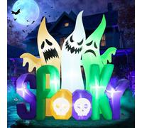 Opemon Décorations d'extérieur gonflables d'Halloween - 2,4 m - 3 fantômes géants effrayants - Décoration de cour avec lumières intégrées - Décoration effrayante pour fête de vacances, cour, porche