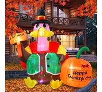 Opemon Décorations d'extérieur gonflables pour Thanksgiving - 1,8 m - Décoration d'automne avec lumières LED rotatives colorées pour fête de vacances, pelouse, jardin, maison, intérieur et extérieur