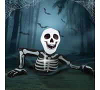 Opemon Squelette gonflable d'Halloween de 2,3 m de long, décorations d'extérieur gonflables avec lumières LED intégrées, décoration effrayante pour fête de vacances, pelouse, jardin, cour, porche