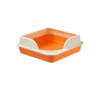 Open Cats Deep Toilet Litter Tray with Removable Foot Pedal, Anti-Splash Design, Large Space, Nonstick for Indoor Cats, Orange