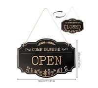 Open Closed Sign, Double Sided Hand Painted Indicator, Wood Open Close Sign for Indoor and Outdoor Use, Decorative Business, Shop Office, Commercial Hanging for Daily 11.81×7.87×0.2 Inches