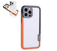 Open-Frame Heat Dissipation for Iphone Case - Lightweight and Protective, Two Color Silicone Edge Frame Phone Case Without Back Panel for Iphone 16 15 14 13 12 Series (For 15 Pro Max,Black + Orange)