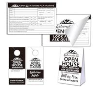 Open House Sign In Book Guest Registry Lot de 2 carnets de notes pour collection de plomb immobiliers avec crochets de porte et cartes de tente, noir
