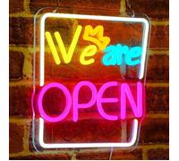 Open Panneau Néon 30 5 x 30 cm We are Open Lumineux LED Néon Ouvert Enseigne Lumineuse Open par USB égble et Wer ENSEIGNE LUMINEUSE