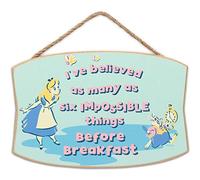 Open Road Brands Disney Alice au pays des merveilles Six Impossible Things Before Breakfast Décoration murale en bois à suspendre - Joli panneau Alice au pays des merveilles