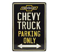 Open Road Brands Panneau en métal Chevrolet noir et jaune Chevy Truck Parking Only - Panneau vintage Chevy pour garage ou cave d'homme