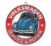 Open Road Brands Plaque en métal Volkswagen - Panneau rond de service et de réparation Volkswagen pour garage, garage ou magasin