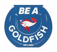 Open Road Brands Ted Lasso - Plaque en métal « Be a Goldfish » - Plaque en métal vintage pour grotte ou bureau - Bleu/rouge