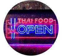 Open Thai Food Shop Restaurant Dual Color LED Enseigne Lumineuse Neon Sign Rouge et bleu 600 x 400mm st6s64-j0705-rb