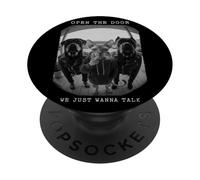Open The Door We Just Wanna Talk Spynx Cat Pets Judas PopSockets PopGrip Adhésif