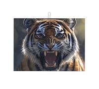 Open Your Mouth and Head Like A Tiger Grand tapis égouttoir en microfibre réutilisable et lavable pour accessoire de cuisine 45,7 x 61 cm
