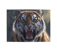 Open Your Mouth And Head Like A Tiger Puzzle en bois de 500 pièces pour adultes - Puzzle stimulant pour jeu de taille 38,1 x 51,8 cm