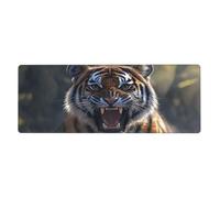 Open Your Mouth and Head Like A TigerFloral Print Mousepad Laptop Keyboard Mat Large Mouse Pad With Stitches Long Antidérapant Rubber Base Spring Desk Pad For Office Home Desk Decor 80 x 30 cm