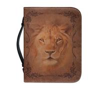 OPENARTUP Étui de bible en cuir marron avec poches, housse de bible pour homme avec fermeture éclair, sac bible en cuir synthétique pour femme, étui de bible avec poignées, pour Dieu si aimé le monde