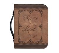 OPENARTUP Étui de bible marron avec porte-stylos, housse de bible en cuir synthétique avec poche zippée, sac de bible pour transporter des accessoires d'église, Dieu est en elle, elle ne tombera pas