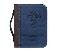 OPENARTUP Housse de Bible Vintage en Cuir PU avec Porte-Stylo, Couverture de Bible Bleue avec Poche et Fermeture Éclair, Sac à Bible pour l'Église, Housse de Livre Solide et Robuste, Soyez Humble et
