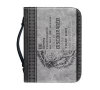 OPENARTUP Lion of Judah Bible Bag for Men, étui de bible gris avec poignée et poche, housse de bible en cuir synthétique avec fournitures d'étude, Be Strong and Courageous