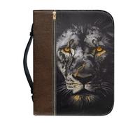 OPENARTUP Lion of Judah Bible Cover PU Leather Bible Case for Men, Bible Bag with Handle Pocket, Tote Bags with Study Supplies, Let Your Faith Be Bigger Than Your Fear